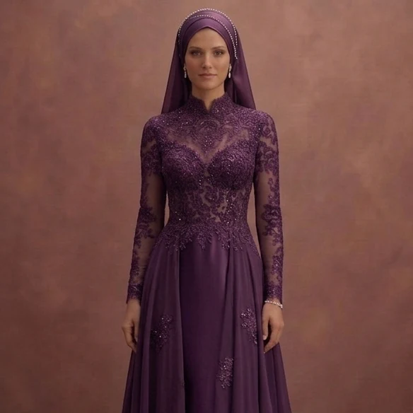 Modest Muslim Prom Dresses in Satin, Chiffon & Lace - Image 4