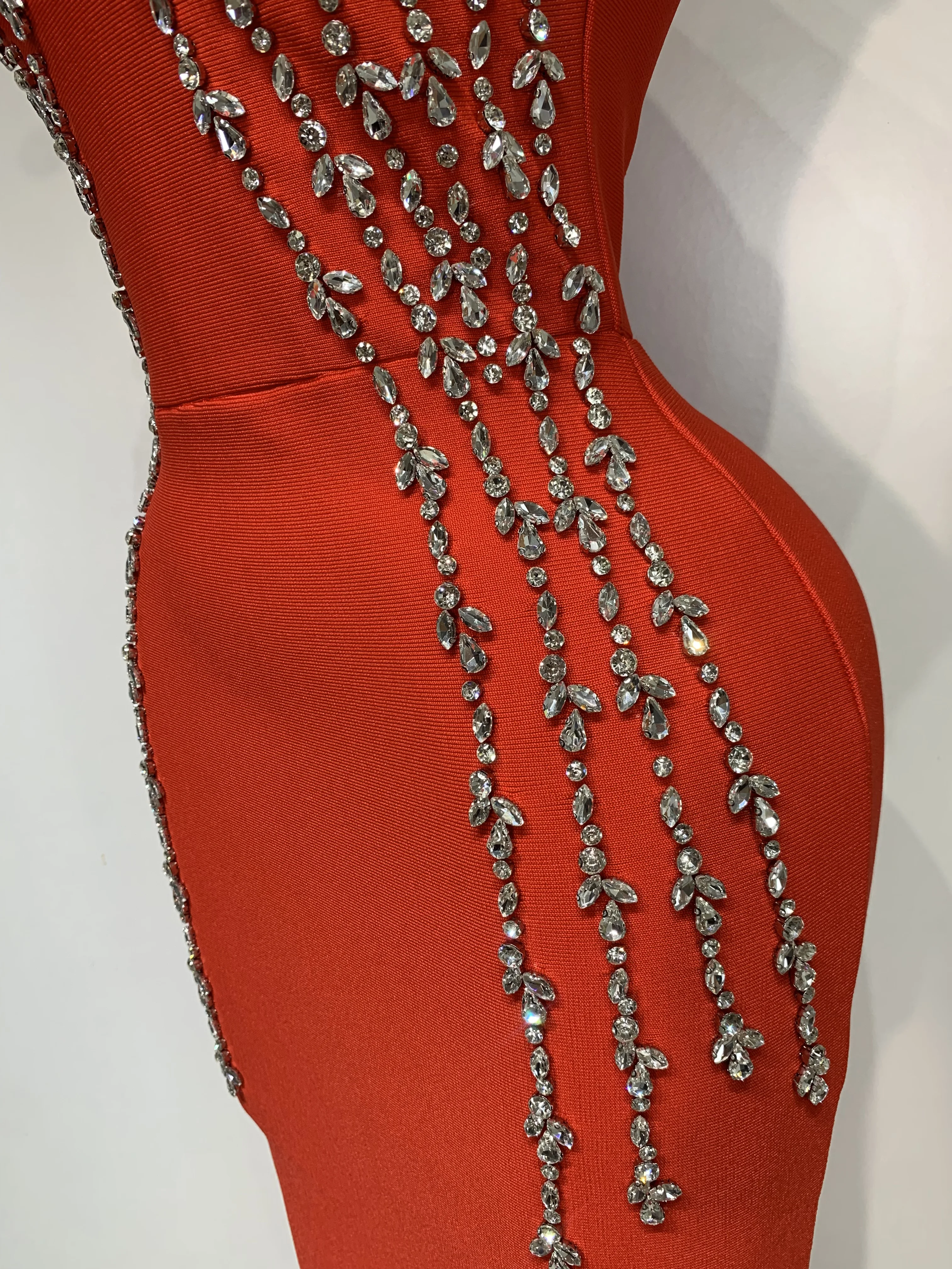 New Women Black Red Long Bodycon Bandage Dress Luxury Rhinestone Evening Party Celebrity Elegant Club Dress Vestido - Image 6