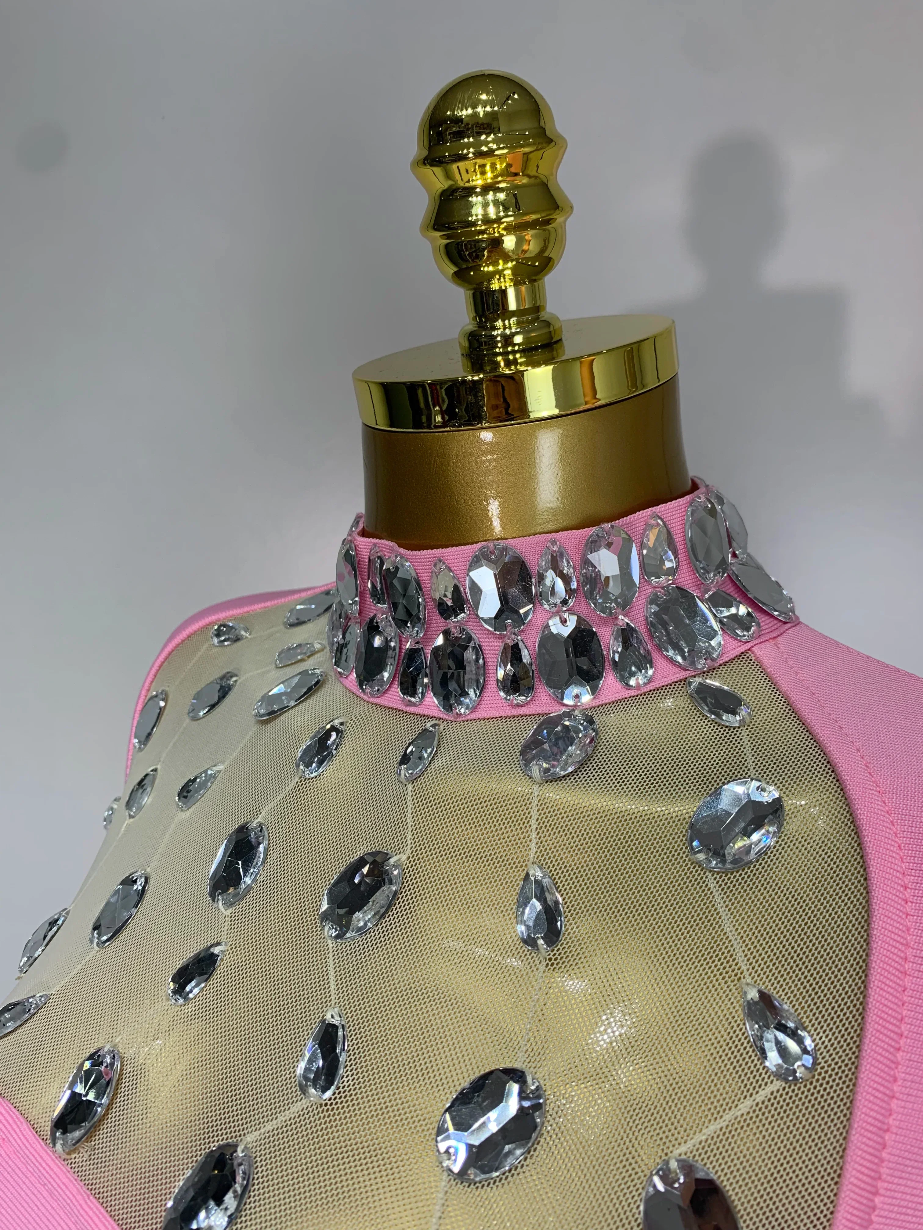 Luxury Birthday Dresses Diamond Long Sleeve Pink Bodycon Bandage Dress Women Wedding Evening Prom Gowns - Image 6