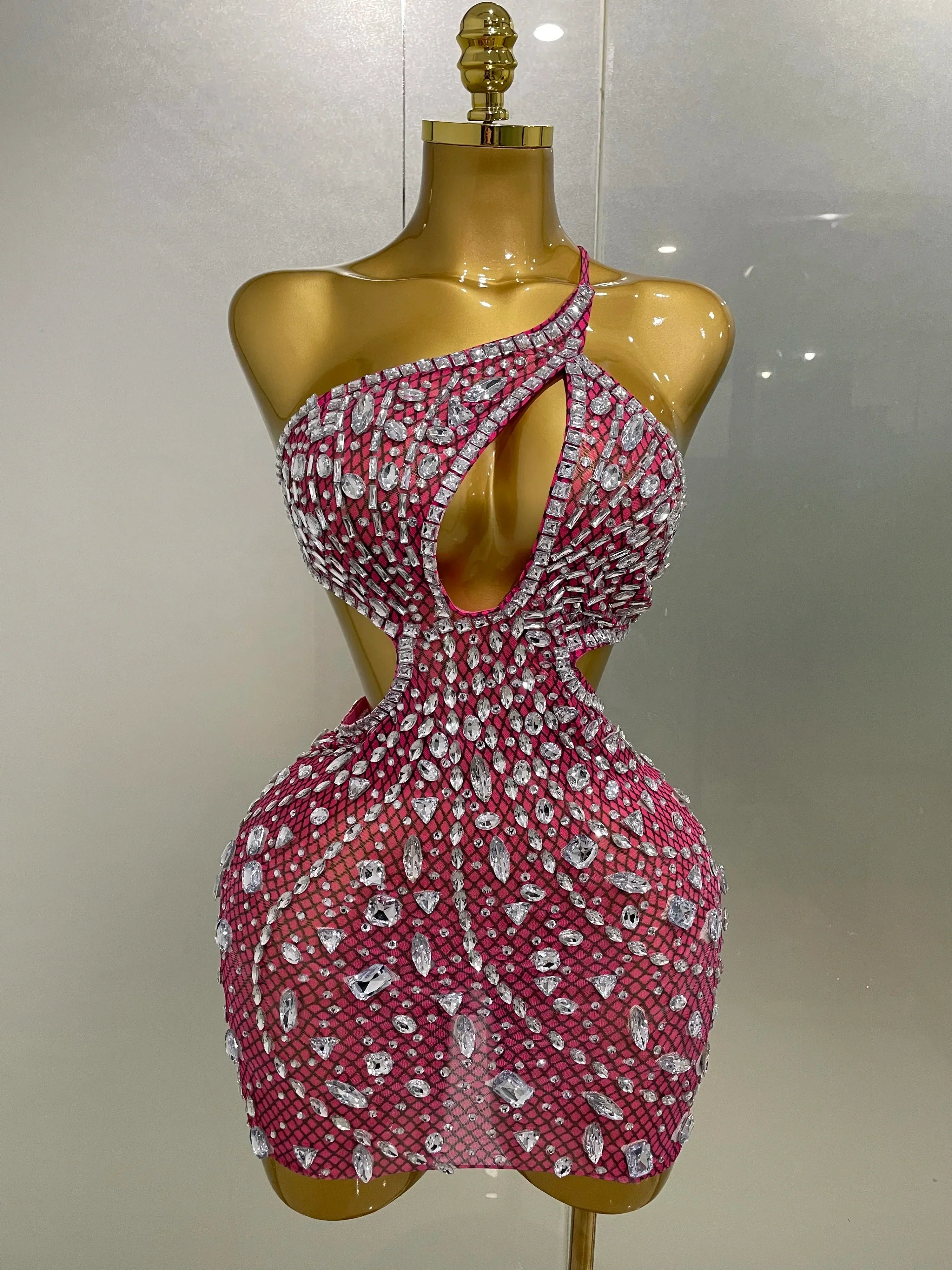 Luxury Sexy Backless Hollow Out Sparkle Diamond Evening Prom Women Birthday Celebrate Stage Nightclub Outfit - Image 2
