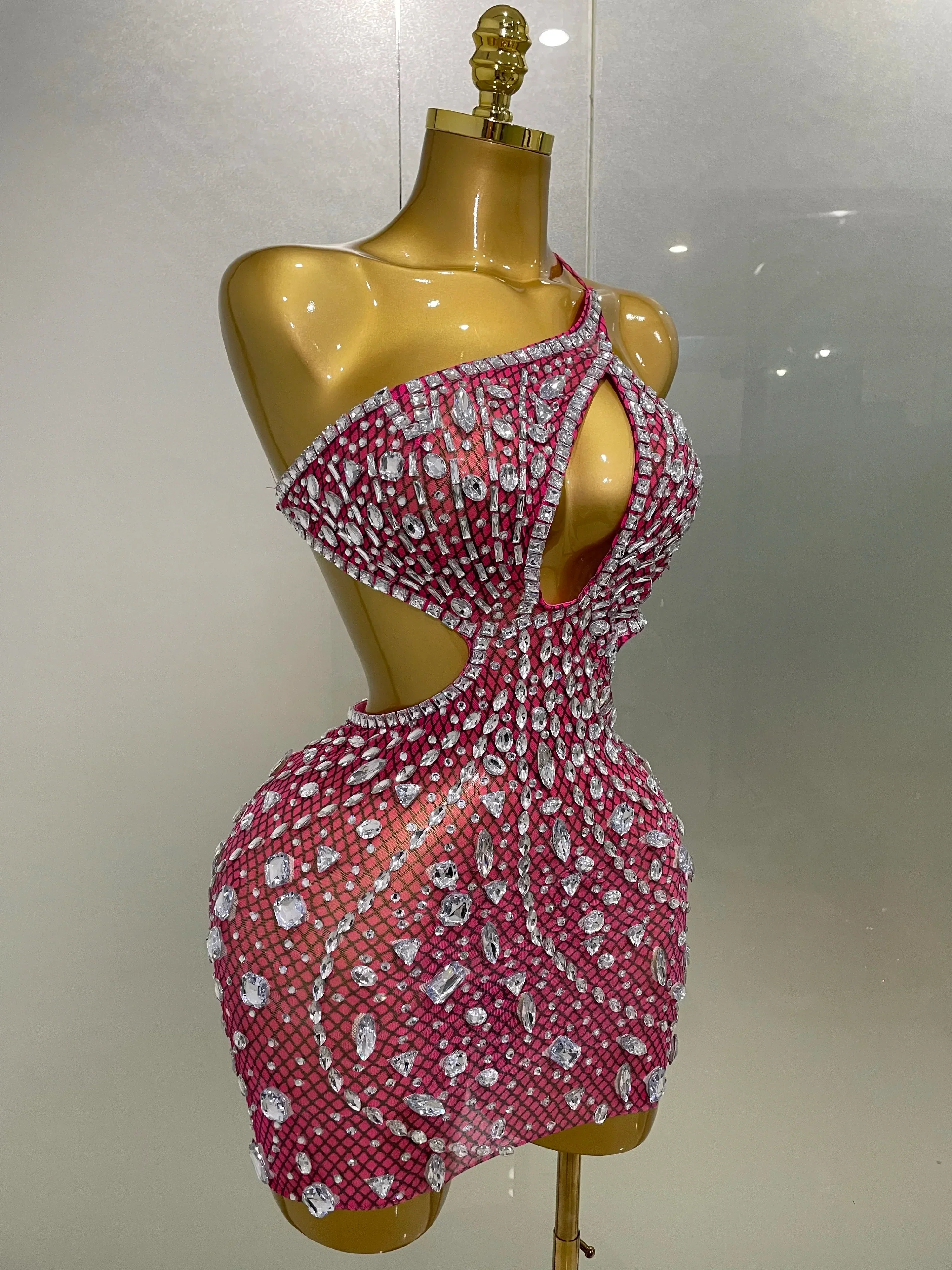 Luxury Sexy Backless Hollow Out Sparkle Diamond Evening Prom Women Birthday Celebrate Stage Nightclub Outfit - Image 5