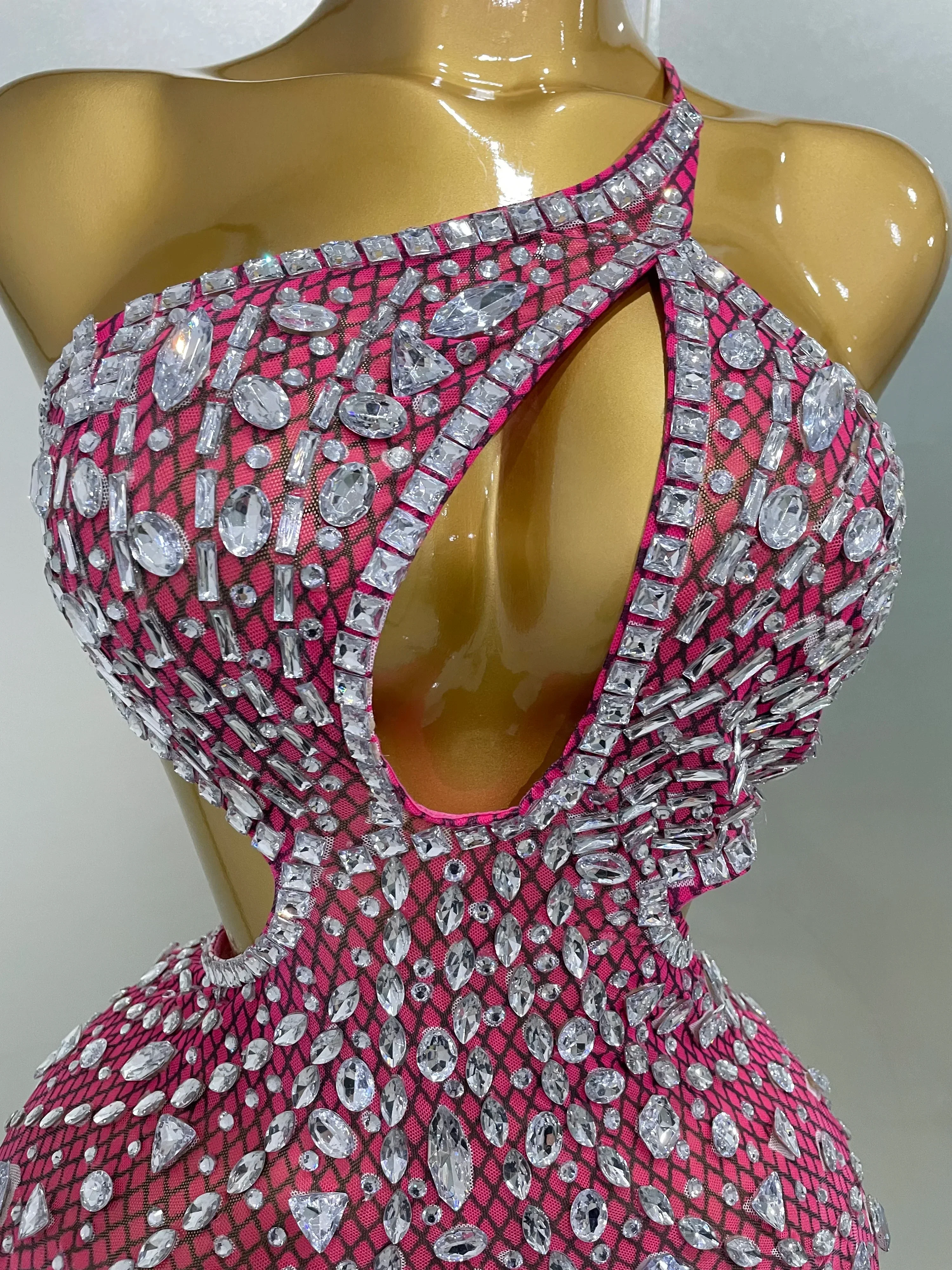 Luxury Sexy Backless Hollow Out Sparkle Diamond Evening Prom Women Birthday Celebrate Stage Nightclub Outfit - Image 6