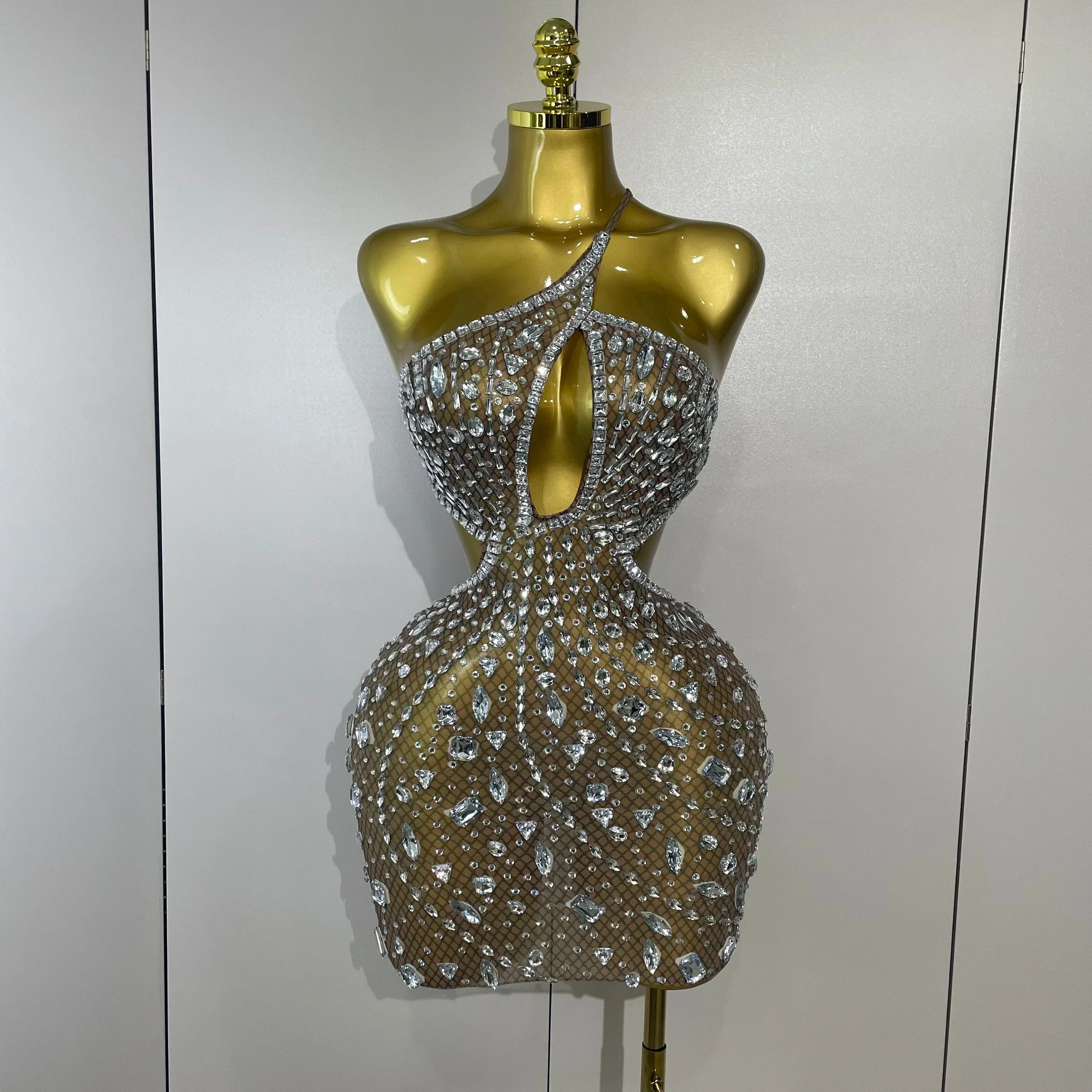 Luxury Sexy Backless Hollow Out Sparkle Diamond Evening Prom Women Birthday Celebrate Stage Nightclub Outfit - Image 7