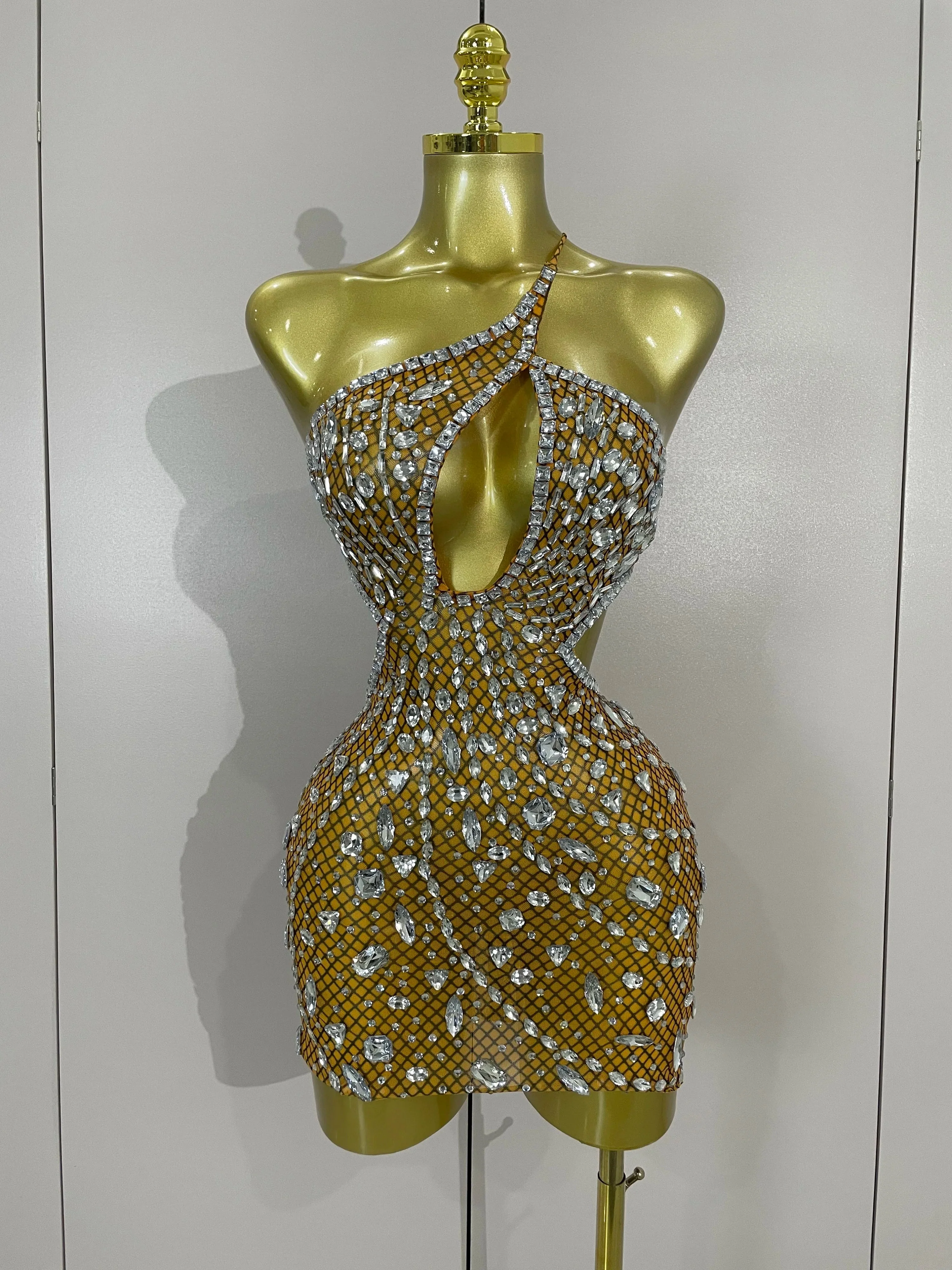 Luxury Sexy Backless Hollow Out Sparkle Diamond Evening Prom Women Birthday Celebrate Stage Nightclub Outfit - Image 8