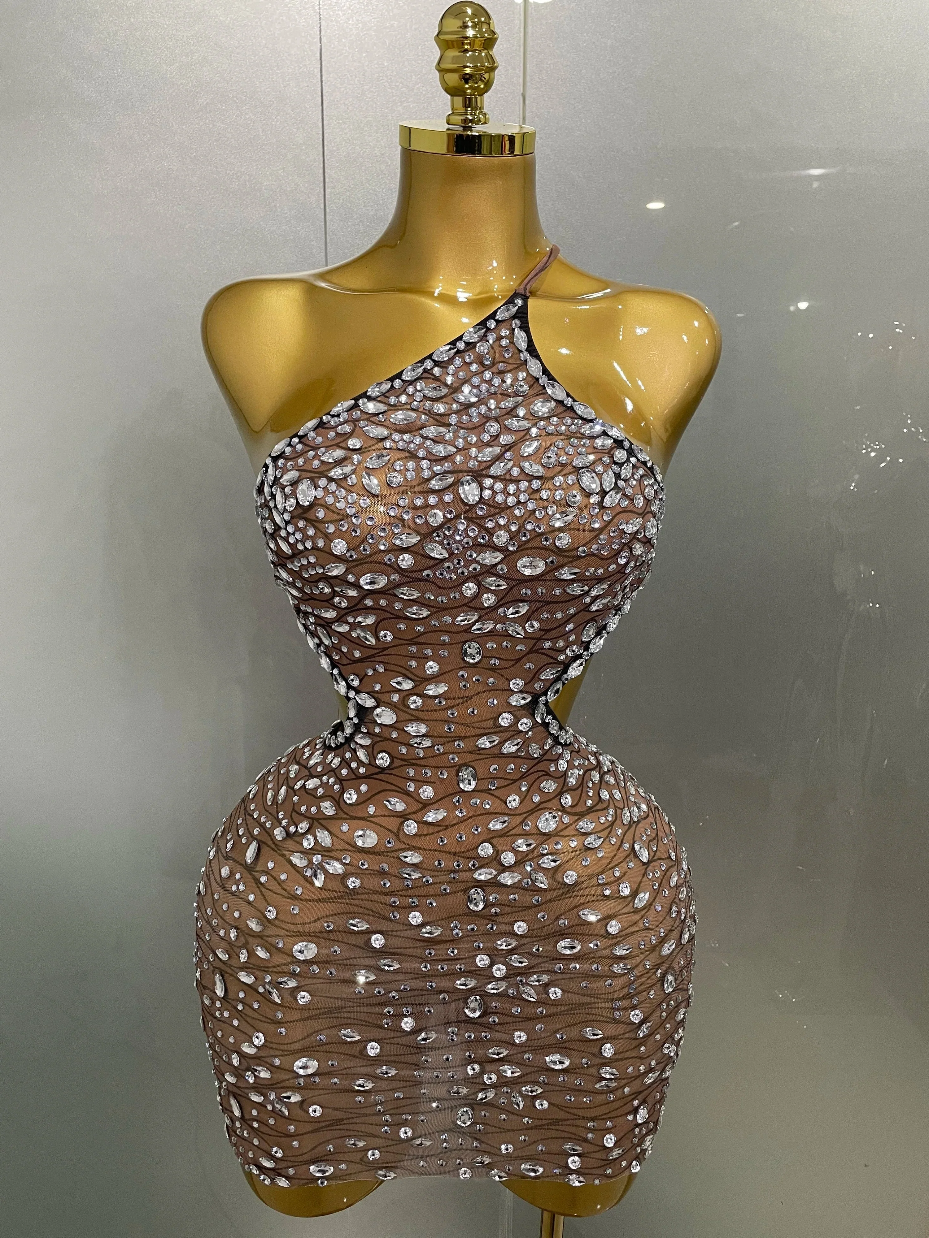 Luxury Sexy Backless Hollow Out Sparkle Diamond Evening Prom Women Birthday Celebrate Stage Nightclub Outfit - Image 9