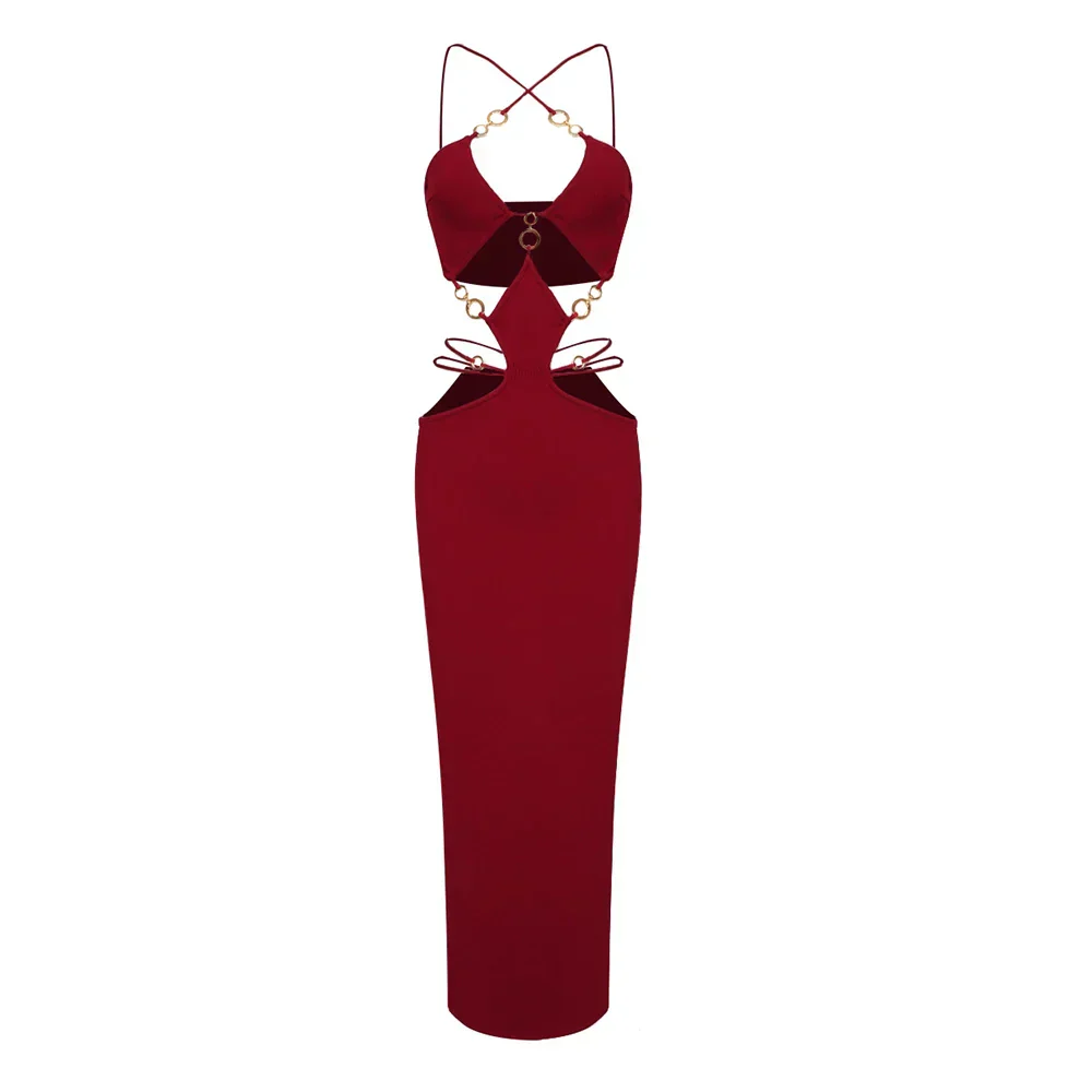 Arrival Sexy Hollow Out Halter Long Bandage Dress Fashion‘s Sexy Woman Package Hips Bodycon Dress Summer Vocation Vestido - Image 7