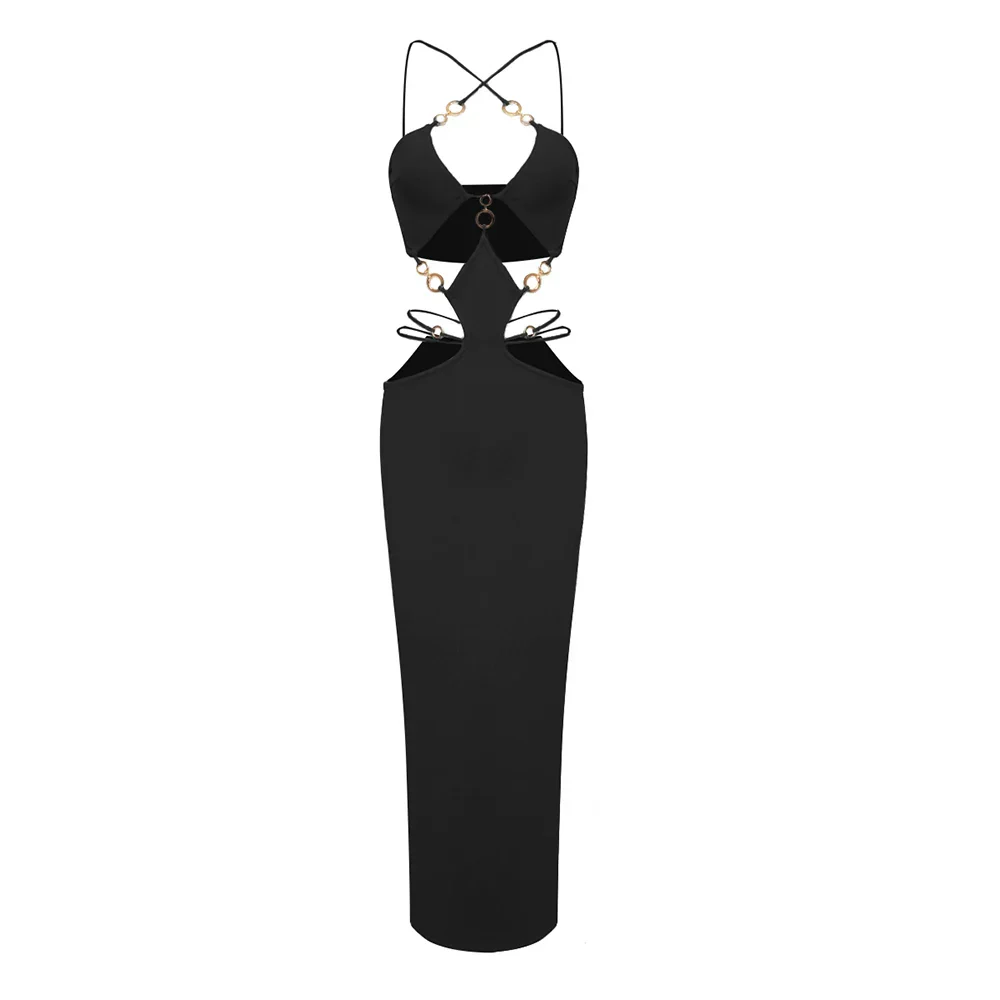 Arrival Sexy Hollow Out Halter Long Bandage Dress Fashion‘s Sexy Woman Package Hips Bodycon Dress Summer Vocation Vestido - Image 8