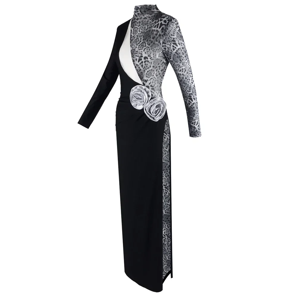 Women Long Sleeve Shinning Sequins Florals Bodycon Long Dress Keyhole Celebrate Evening Party Prom Outfit - Image 2