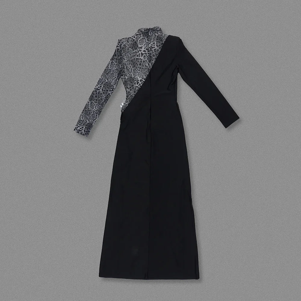 Women Long Sleeve Shinning Sequins Florals Bodycon Long Dress Keyhole Celebrate Evening Party Prom Outfit - Image 5