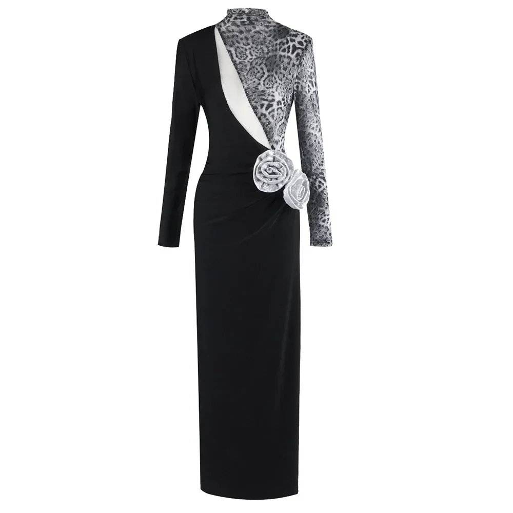 Women Long Sleeve Shinning Sequins Florals Bodycon Long Dress Keyhole Celebrate Evening Party Prom Outfit - Image 6