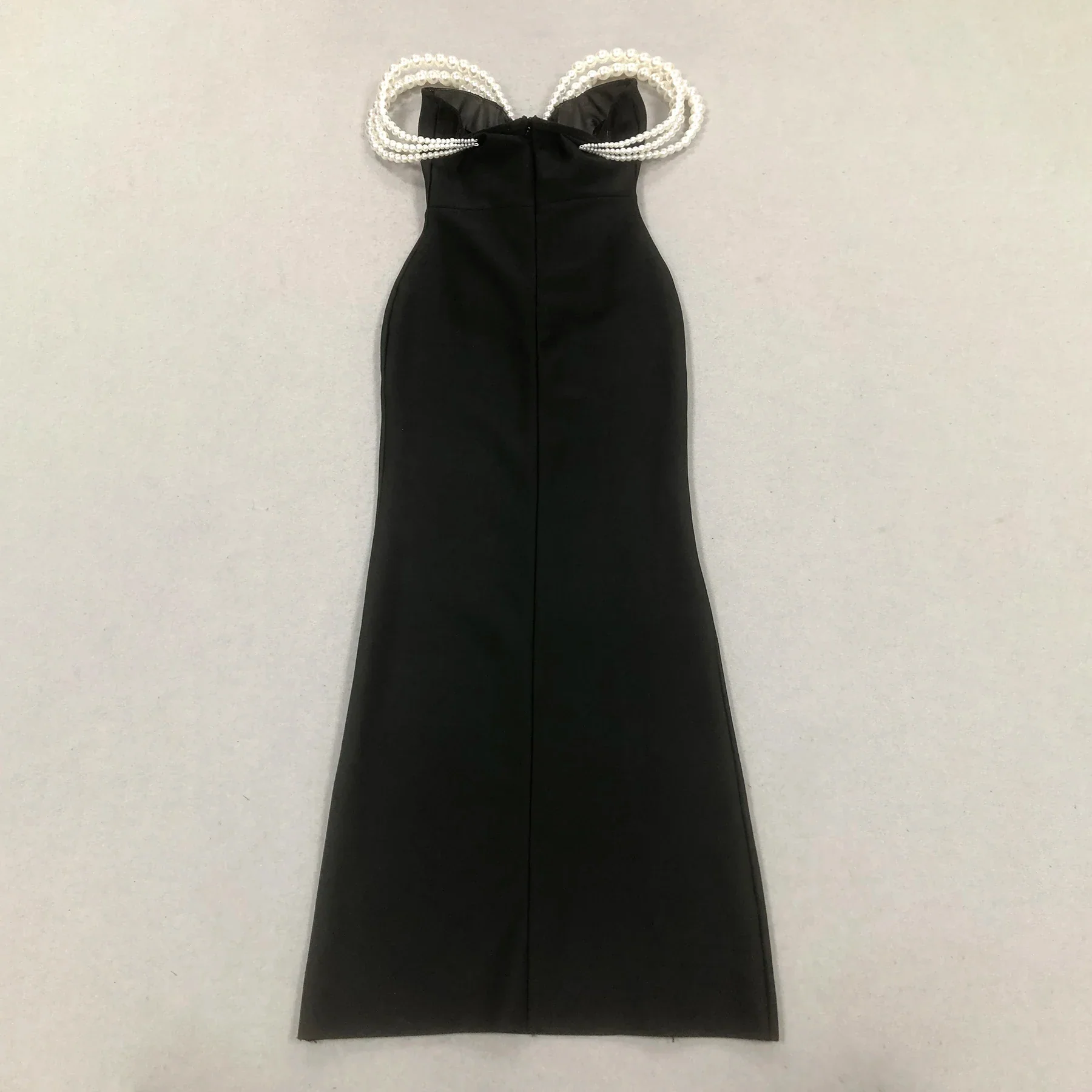 Arrival Women Sexy Big Pearl Beading Strapless Bodycon Long Bandage Dress Celebrate Evening Party Birthday Outfit - Image 5
