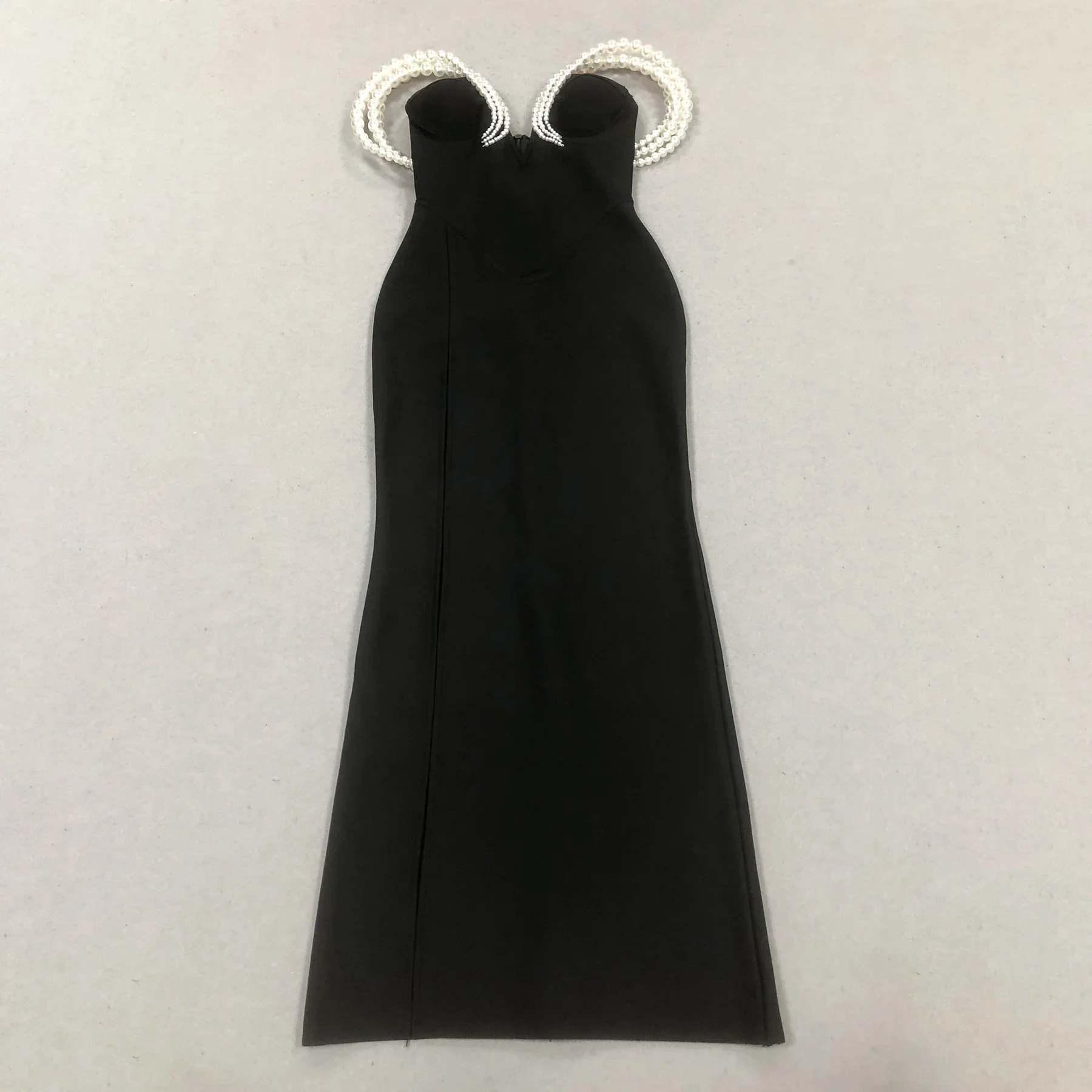 Arrival Women Sexy Strapless Big Pearl Beading Bodycon Long Bandage Dress Celebrate Evening Party Red Carpet Fashion Outfit - Image 5