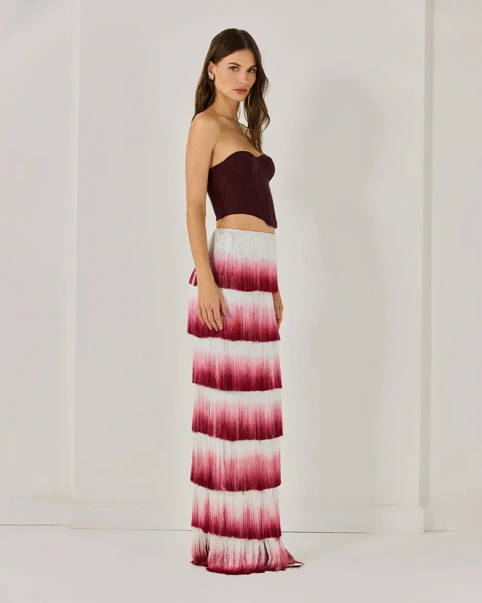 Women Sexy Strapless Gradient Tasseles Strapless 2 Pieces Bodycon Bandage Long Dress Celebrate Birthday Party Outfit - Image 5