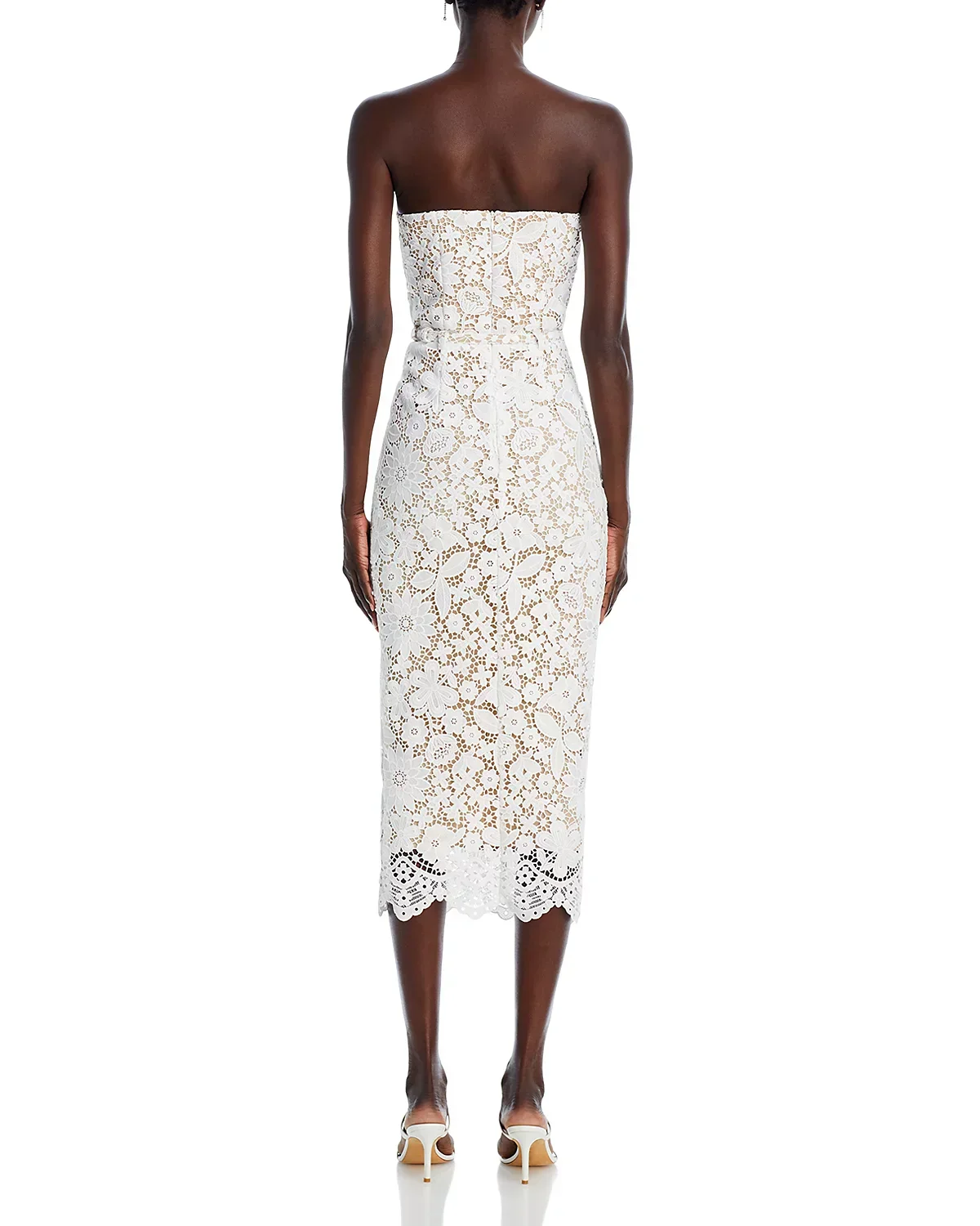 Arrival Women Sexy Strapless Lace Bodycon Mid-calf Dress Belt Fashion Birthday Party Celebrate Evening Cocktail Dress - Image 4