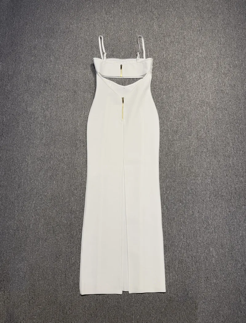 Women Sleeveless Sexy Strap Square Collar Bodycon Long Bandage Dress Celebrate Evening Party Nightclub Outfit - Image 5