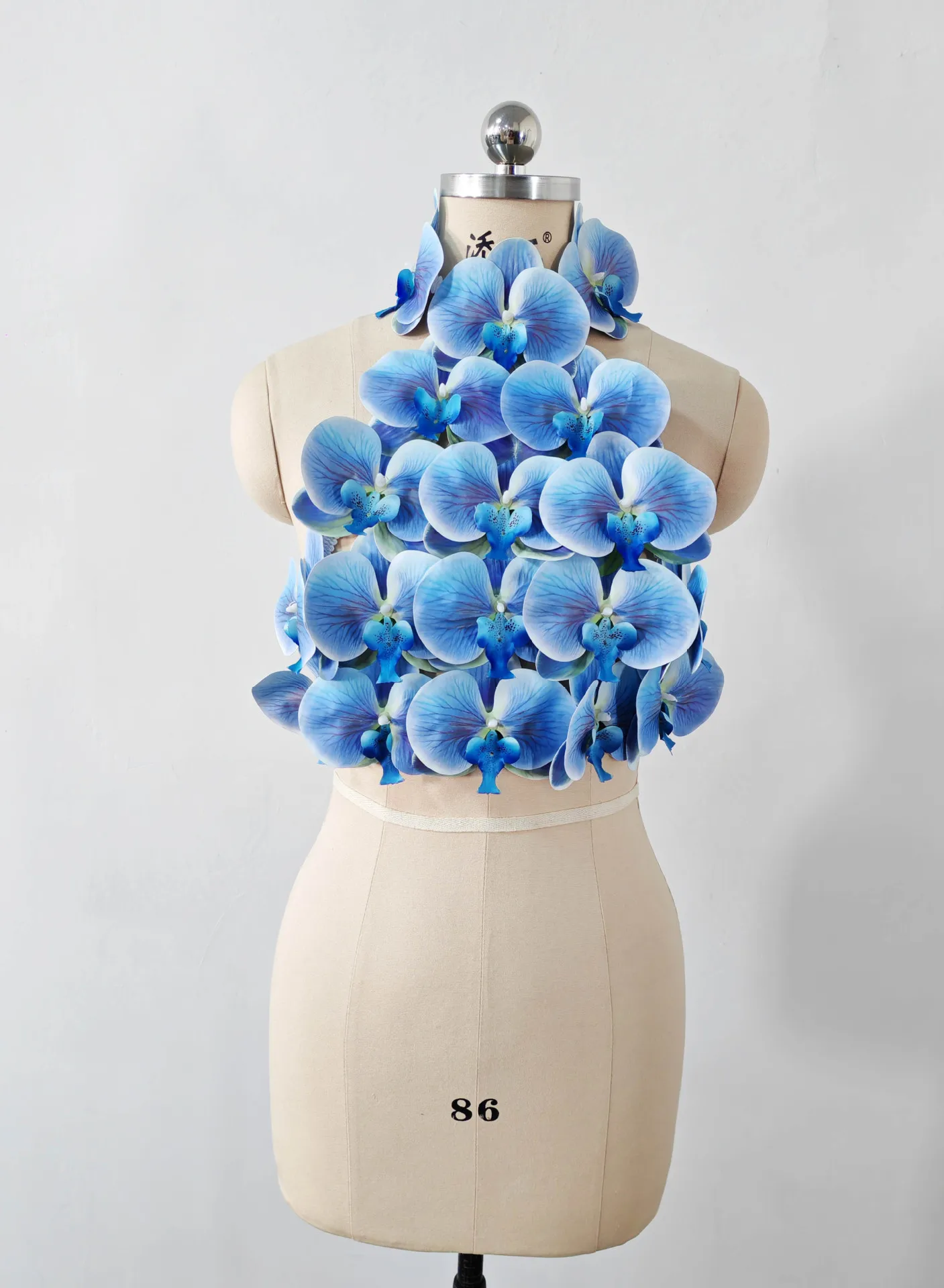 Blue Women Sexy Florals Backless Bodycon Tops Celebrate Nightclub Party Bar Dancer DJ Performance Costume