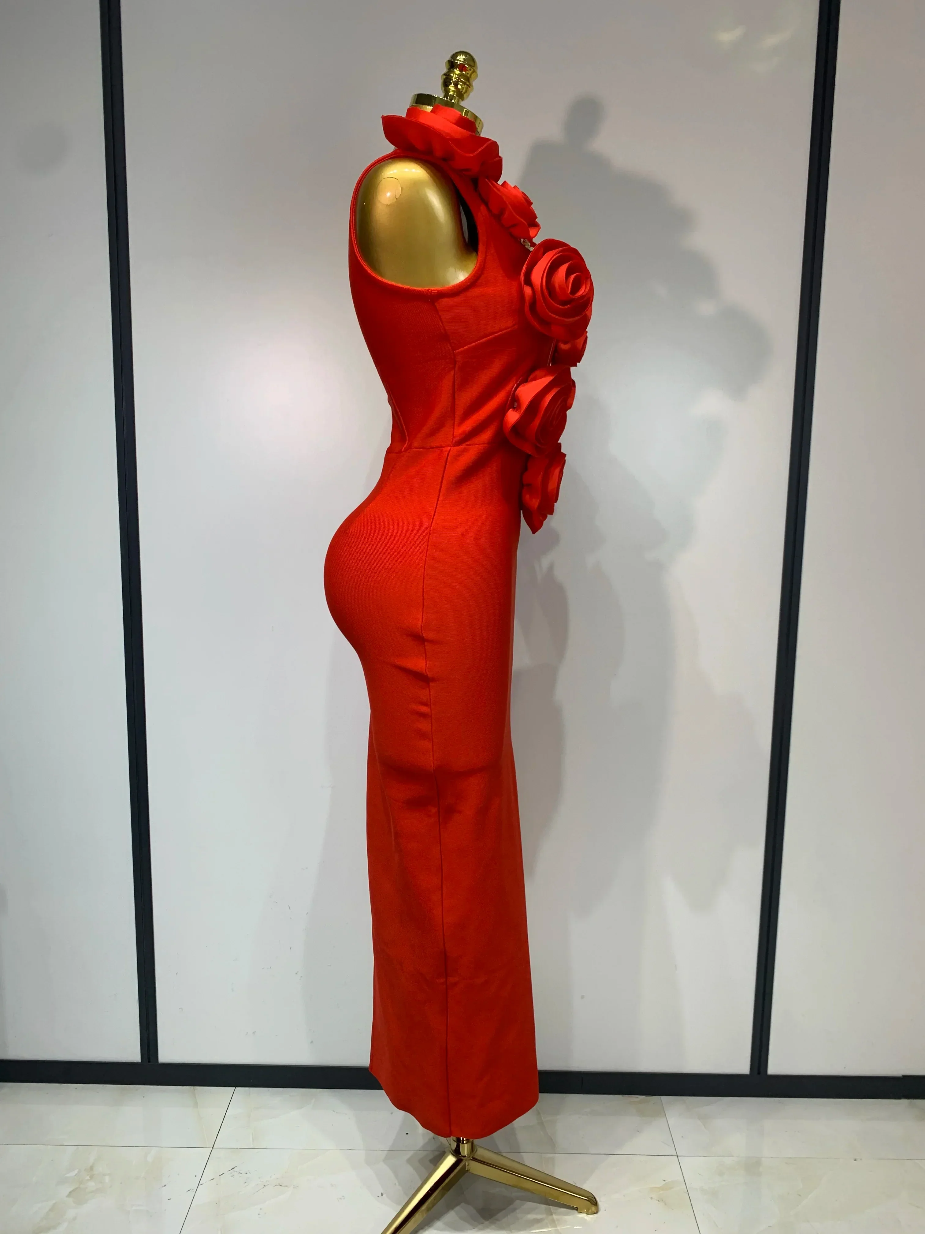 Fashion 3D Flower Sleeveless Bodycon Bandage Dress Women Celebrity Elegant Party Club Luxury Birthday Dress Vestidos ﻿ - Image 3