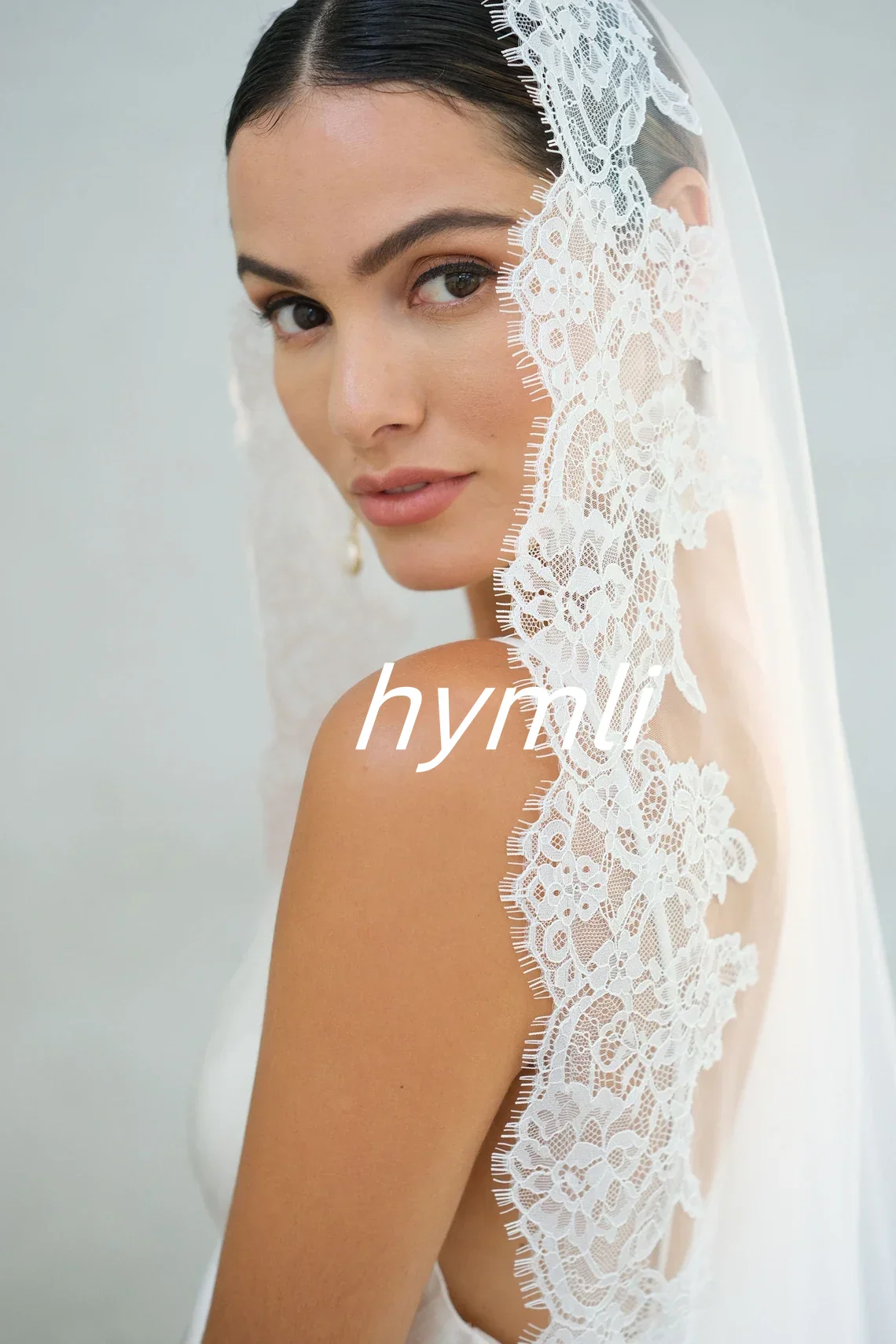 New One Tier Bridal Veil with Eyelash lace Trim Mantilla Lace Veil Soft Wedding Veil - Image 2