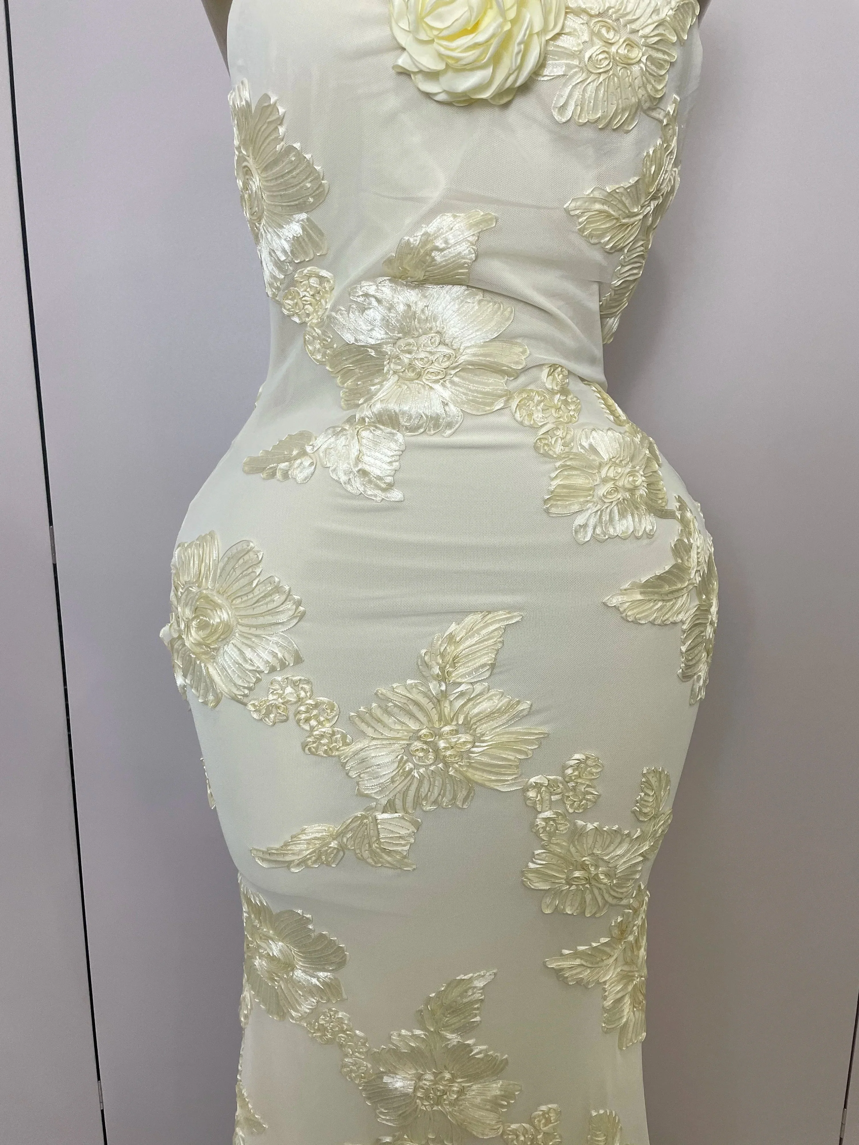 Sexy Halter High Waist Slim Embroidery Floral Long Dress Women Celebrate Evening Party Prom Fashion Cocktail Outfit - Image 6