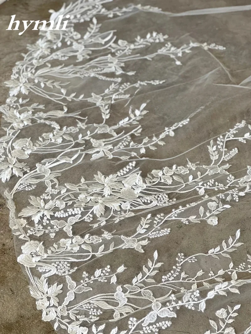 New Style Floral Chapel / Cathedral Bridal Veil Flower Lace Royal Wedding Veil Metal Comb - Image 3