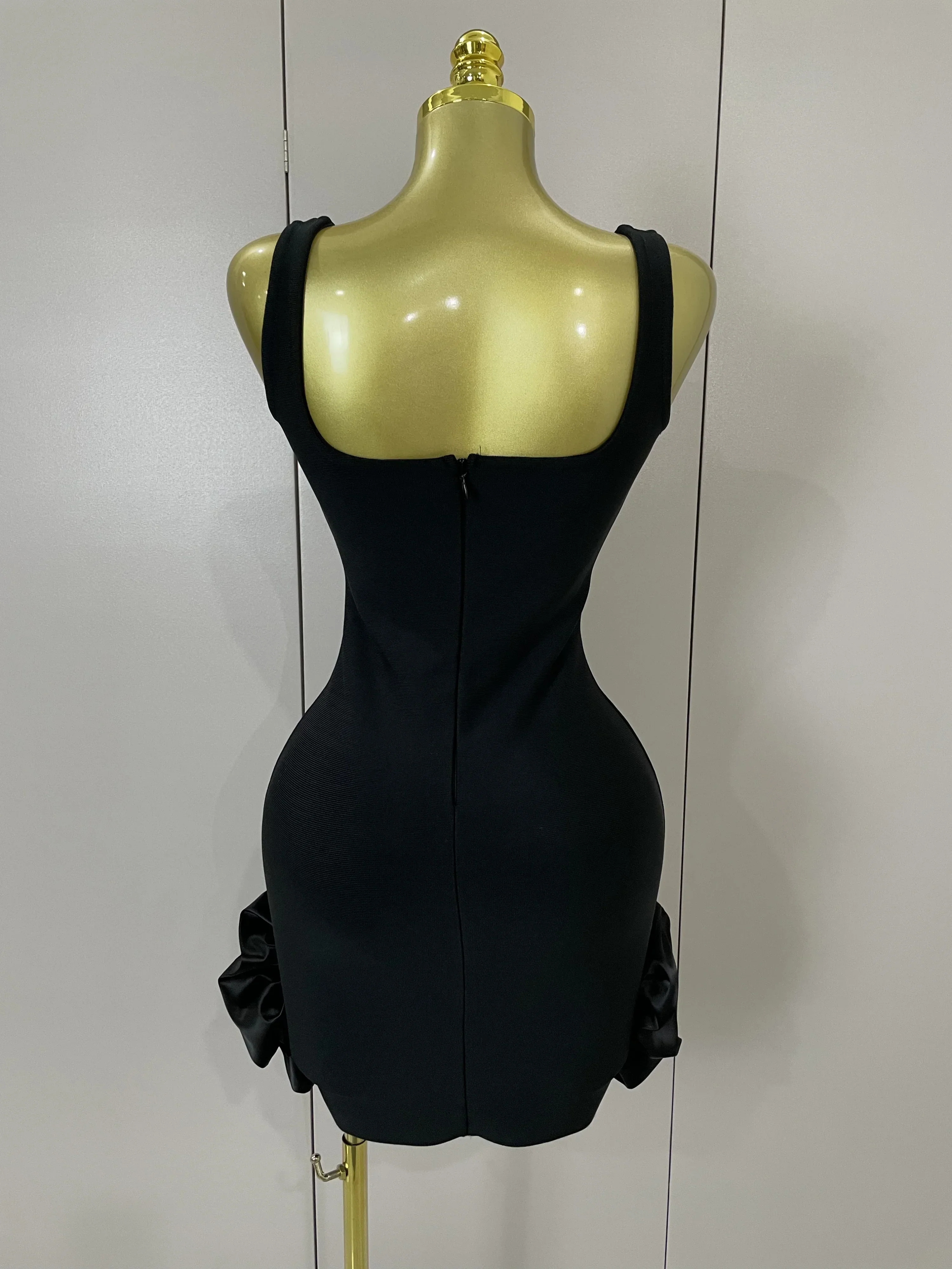 STyle Shining Crystal Women Sleeveless Bodycon Mini Bandage Dress Elegant Ruffles Cute Birthday Party Celebrate Dress - Image 4
