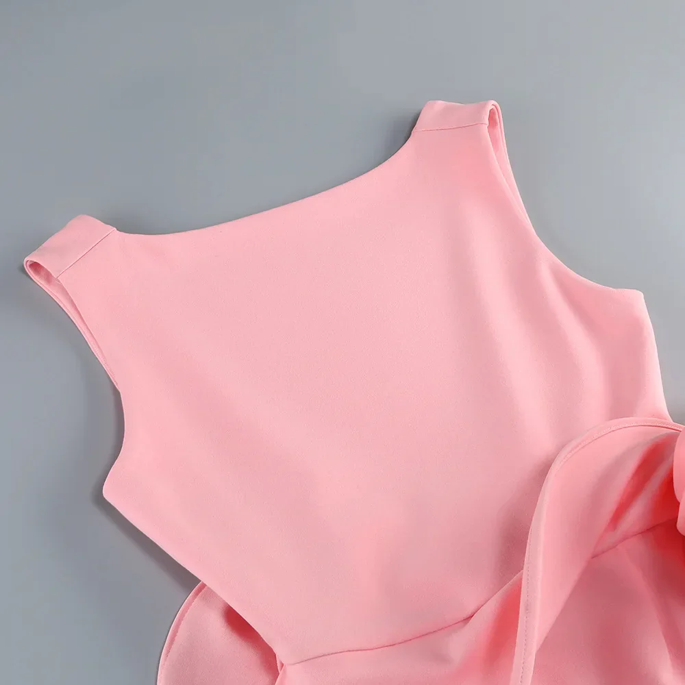 Summer Pink Color Women Sleeveless Sexy O-Neck Backless Bodycon Mini Dress Celebrate Girls' Birthday Party Outfit Vestido - Image 6