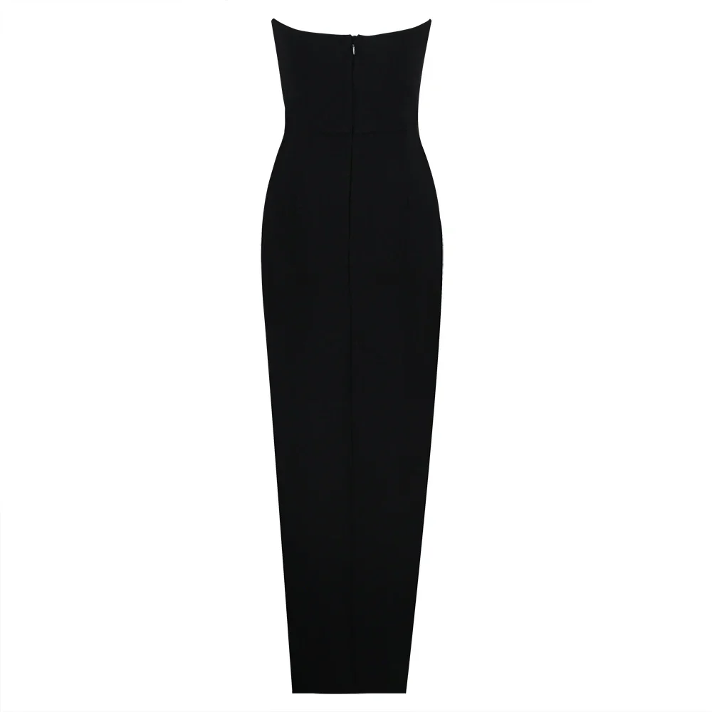 New Summer Women Sexy Strapless Keyholes Bodycon Bandage Mid-calf Dress Nightclub Party Evening Dress Wholesale - Image 5