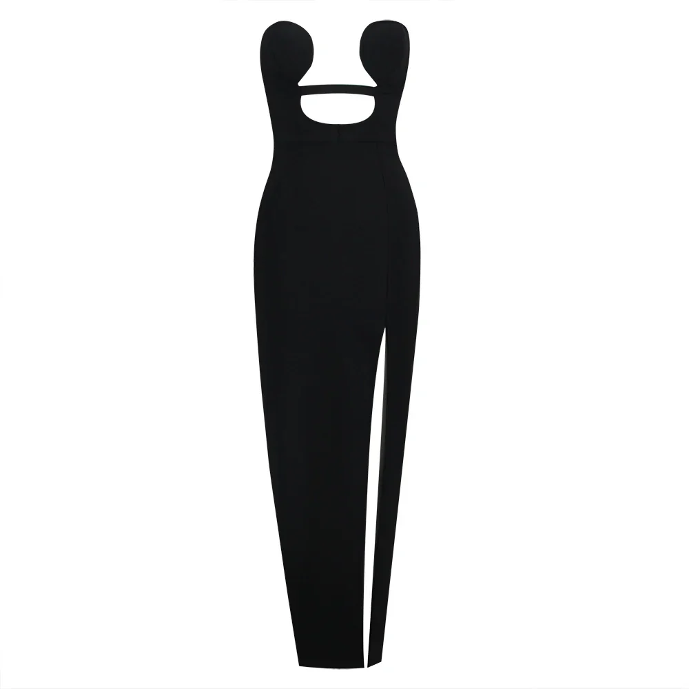 New Summer Women Sexy Strapless Keyholes Bodycon Bandage Mid-calf Dress Nightclub Party Evening Dress Wholesale - Image 7
