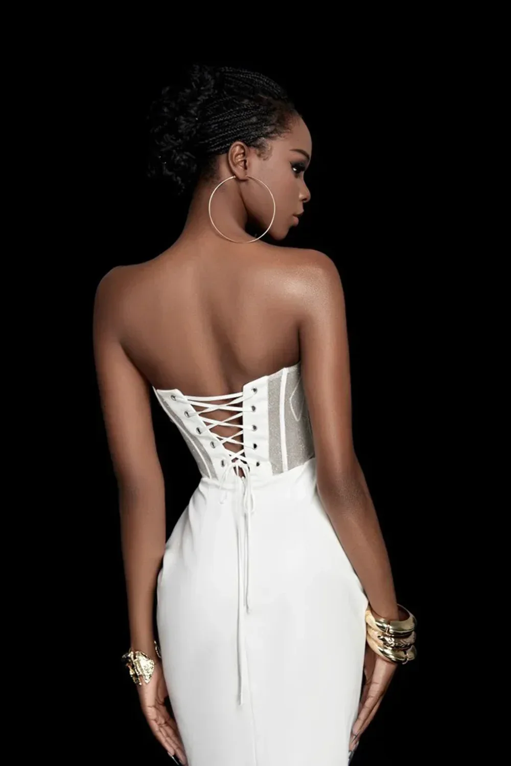 New Summer Women Sexy Strapless Laced-up Bodycon Long Dress Celebrate Evening Party Birthday Girls' Vacation Outfit Vestido - Image 2