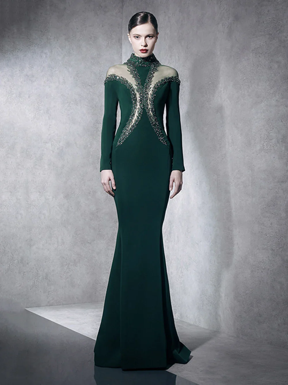 Newest Fashion Designer Party Vestido Women'S Diamonds Mesh Long Sleeves Bodycon Mermaid Long Maxi Dress - Image 2