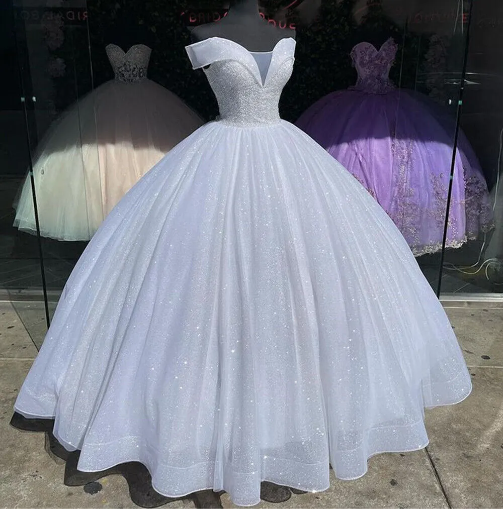 Off-Shoulder Quinceanera Dresses Vestidos De 15 Anos Sparkly Beaded Skirt Glitter Birthday Princess Party Gowns HOT - Image 2