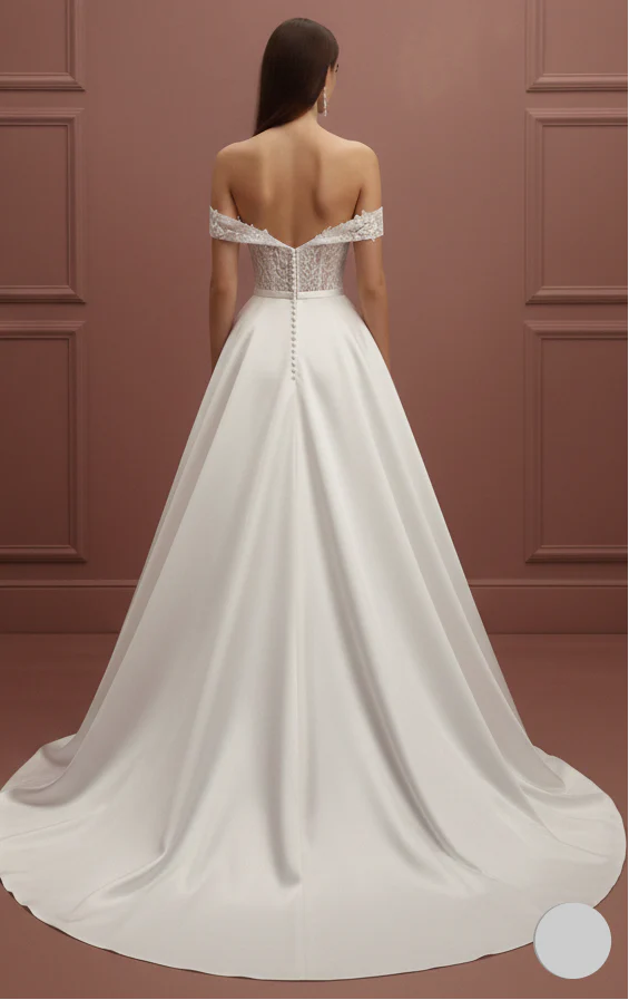 Matte Tulle Wedding Dress Classic Long Ball Gown Bridal - Image 3