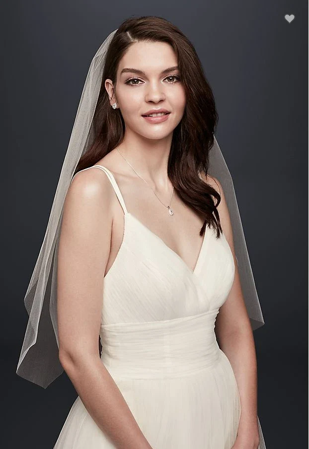 One Layer Cut Edge Wedding Veil Elbow Length Bridal Veil in White Off-white Ivory for Brides - Image 2