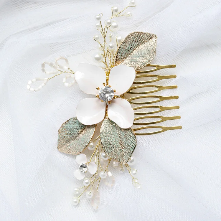 Opal Crystal Hairpins Flower Leaf Headpieces Headdress Brides Women Hair Combs Pins Clips Wedding Jewelry Bridal Accessories - Image 5