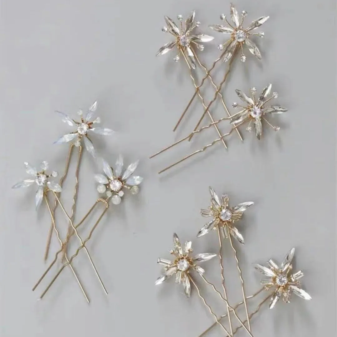 Opal Crystal Rhinestones Hair Pins Clips Flower Headpieces Women Girl Hairpin For Bride Party Bridal Jewelry Wedding Accessories - Image 4