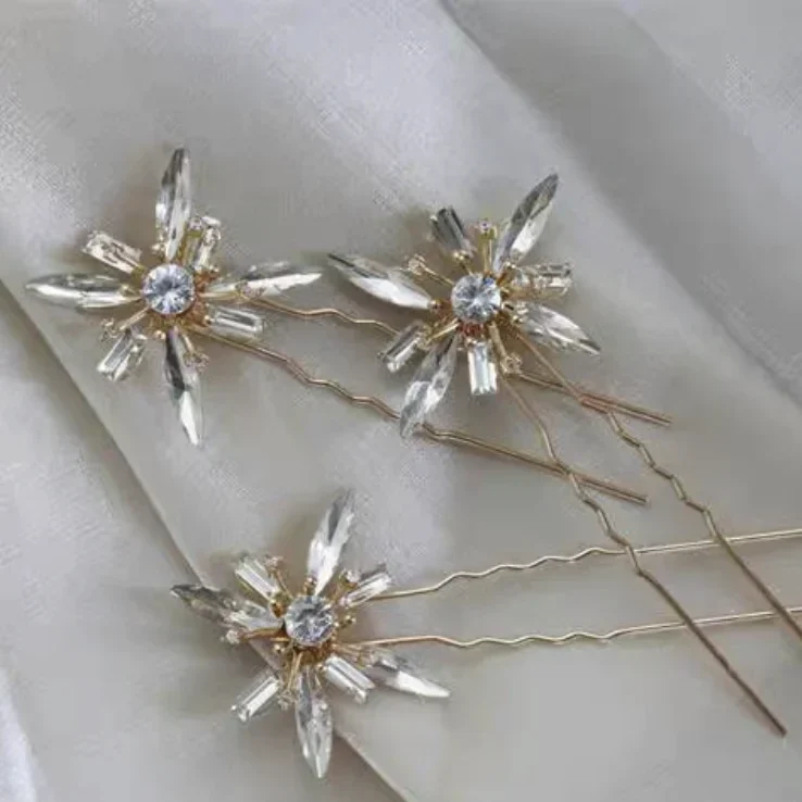 Opal Crystal Rhinestones Hair Pins Clips Flower Headpieces Women Girl Hairpin For Bride Party Bridal Jewelry Wedding Accessories - Image 5