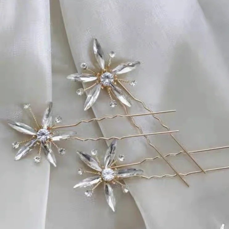 Opal Crystal Rhinestones Hair Pins Clips Flower Headpieces Women Girl Hairpin For Bride Party Bridal Jewelry Wedding Accessories - Image 6