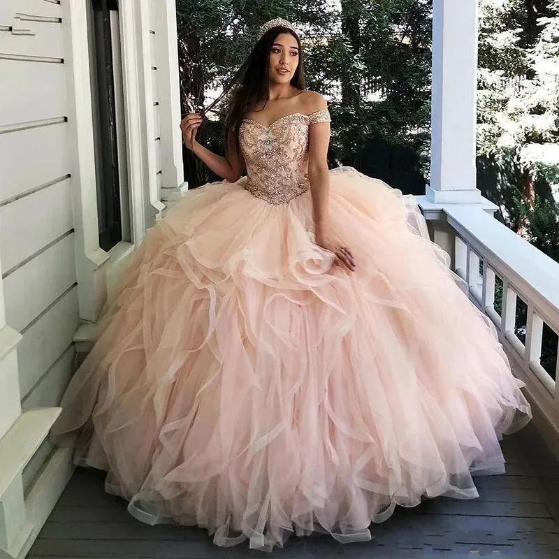 Organza Ball Gown Quinceanera Dresses Luxury Off Shoulder Sparkly Crystals Sweet 16 Dresses Vestido 15 Anos - Image 3