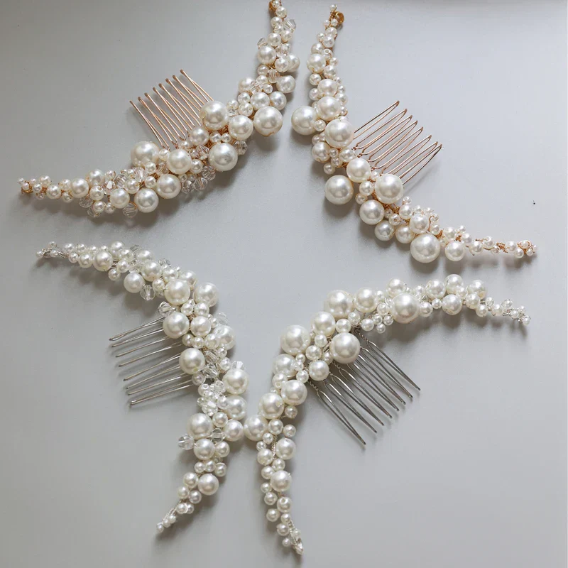 Pearl Beads Hair Comb Pin Clip For Brides Party Dinner Dress Long Hairpins Head Piece Wedding Accessories Bridal Hair Jewelry - Image 3
