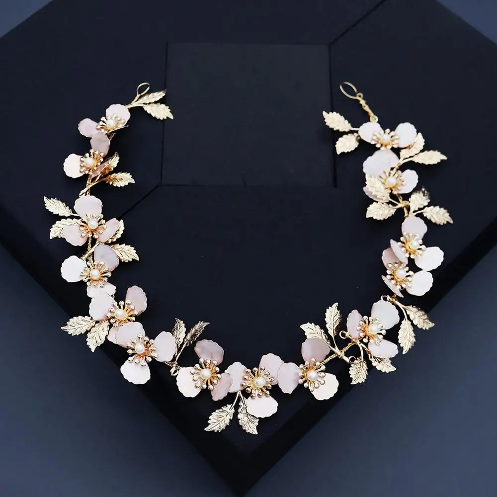 Pearl Crystal Hair Combs Pins Flower Leaf Headpieces Headbands For Brides Women Hairband Bridal Jewelry Wedding Accessories