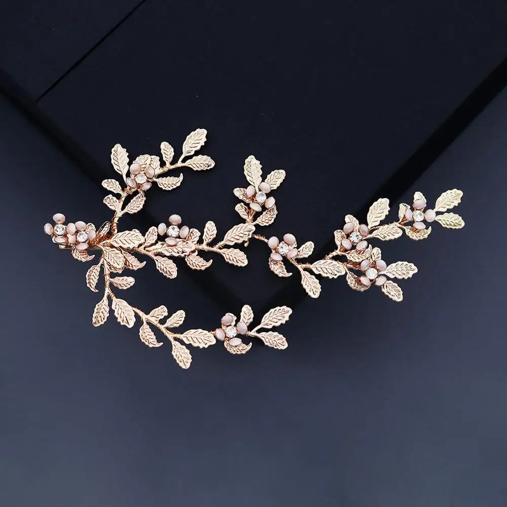 Pearl Crystal Hair Combs Pins Flower Leaf Headpieces Headbands For Brides Women Hairband Bridal Jewelry Wedding Accessories - Image 3