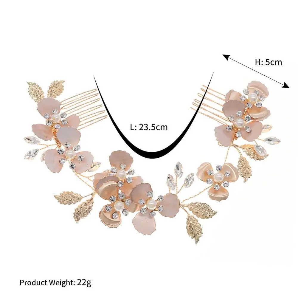 Pearl Crystal Hair Combs Pins Flower Leaf Headpieces Headbands For Brides Women Hairband Bridal Jewelry Wedding Accessories - Image 5