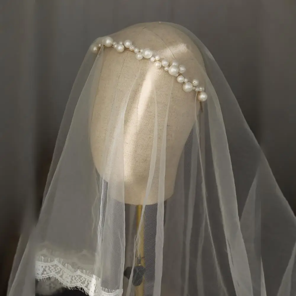 Pearls Beaded Headband Headpiece Vintage Tiara Crown For Brides Women Headwear Hairband Wedding Accessories Bridal Hair Jewelry - Image 5