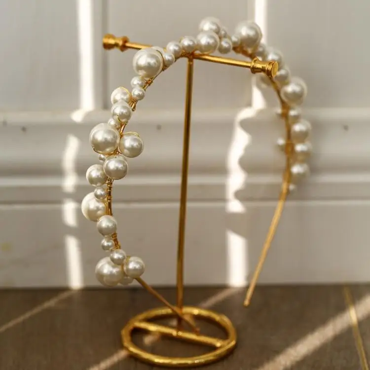 Pearls Beaded Headband Headpiece Vintage Tiara Crown For Brides Women Headwear Hairband Wedding Accessories Bridal Hair Jewelry - Image 7