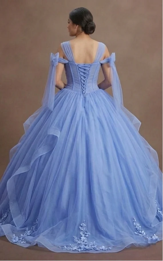 Periwinkle Blue Quinceañera Dress Soft Mesh Design - Image 3