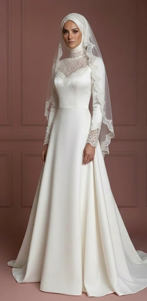 Petite Hijab Wedding Dress Tailored Modest Style Muslim - Image 2
