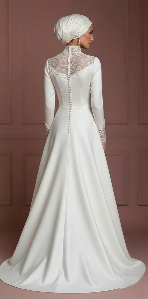 Petite Hijab Wedding Dress Tailored Modest Style Muslim - Image 3