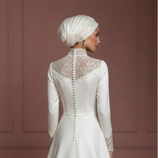 Petite Hijab Wedding Dress Tailored Modest Style Muslim - Image 5
