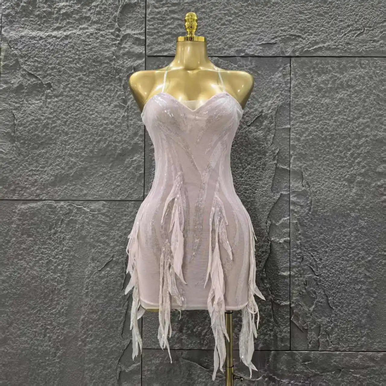 Pink Color Women Sexy Strapless Sexy Sequins Bodycon Mini Dress Nightclub Party Girls' Birthday Cocktail Outfit