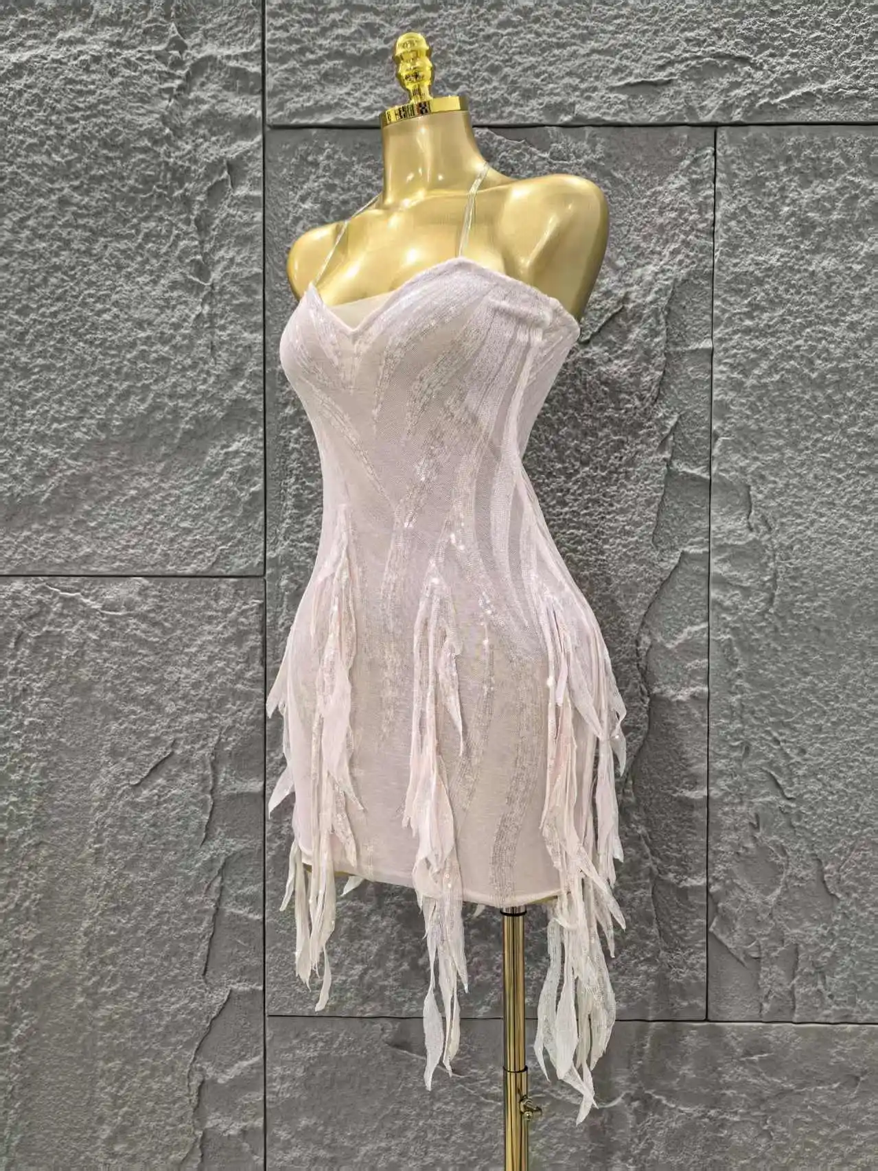 Pink Color Women Sexy Strapless Sexy Sequins Bodycon Mini Dress Nightclub Party Girls' Birthday Cocktail Outfit - Image 2